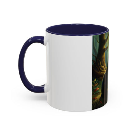 Enchanting Fairy & Cat Accent Mug – Fantasy Nature Design, 11oz