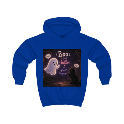Kids Hoodie — Cute Ghost 'Boo is just hello in ghost language' Halloween Pullover