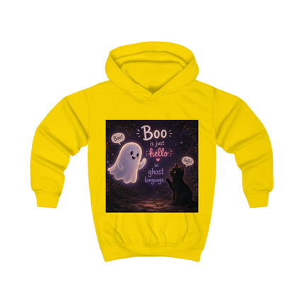 Kids Hoodie — Cute Ghost 'Boo is just hello in ghost language' Halloween Pullover