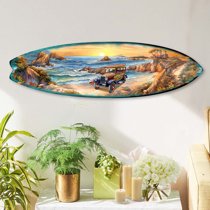 Sunrise at the Beach Surfboard Coastal Wall Art by G. DeBrekht - Coastal Holiday Decor - 8490124HS-1