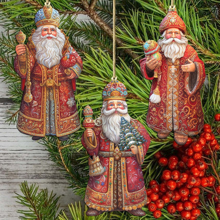 Santa Decorative Wooden Ornaments Set of 3 by G. Debrekht - Christmas Decor - 8091032-S3-2