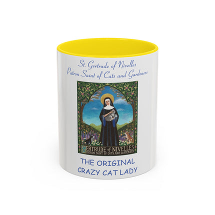 Cat Lover’s Accent Mug – Saint Gertrude of Nivelles, 11oz