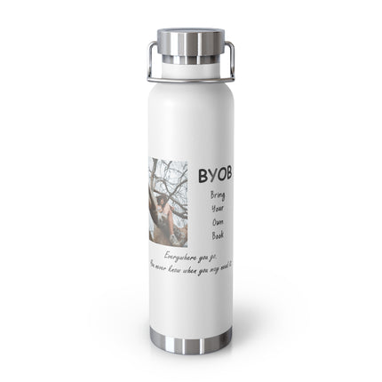 BYOB Copper Vacuum Insulated Water Bottle - 22oz - Bring Your Own Book Design