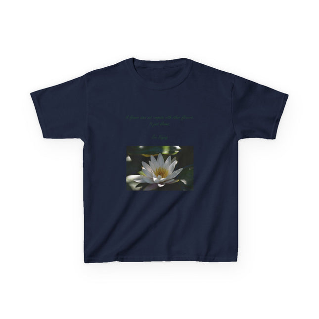Inspirational Kids Tee – “A Flower Just Blooms” Nature Graphic Shirt