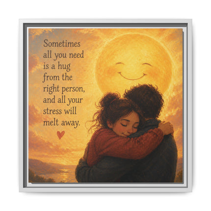Sunshine Hug Framed Canvas — "Sometimes all you need is a hug" Wall Art