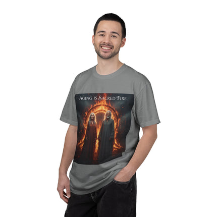Aging Is Sacred Fire T-Shirt — Mystic Elder Flames Graphic Tee