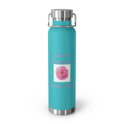 22oz Floral Insulated Water Bottle – Pink Rose “Queen of Flowers” Design