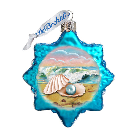 Pearl Shell Mercury Glass Ornament by G. DeBrekht - Coastal Holiday Decor - 775485-4