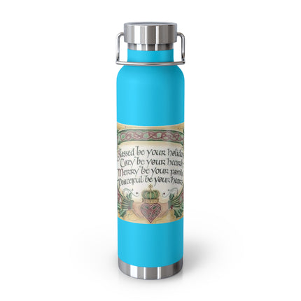 Inspirational Copper Insulated Water Bottle - 22oz with Blessing Design