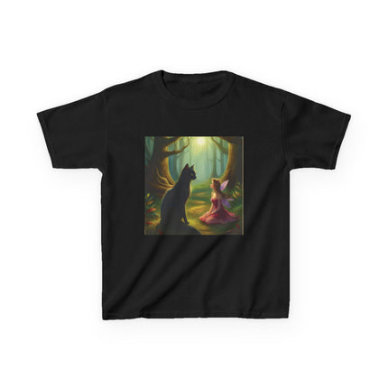Kids Tee — Fairy Princess and Cat Forest Illustration
