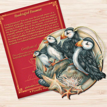 Send in the Clowns Puffins Wooden Ornaments by J. Bergsma - Wildlife Holiday Decor - 8591848-JB-3