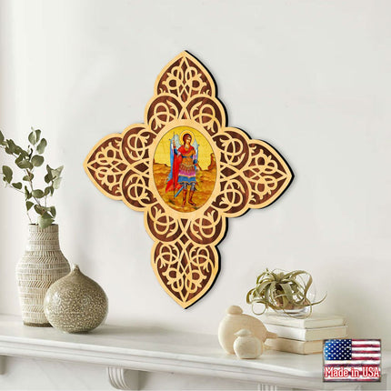 St. Michael the Archangel Filigree Wooden Cross by Museum Icons - Inspirational Icon Decor - 88422-2