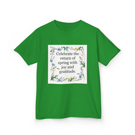 Kids Tee — "Celebrate the return of spring with joy and gratitude" Floral Spring Shirt