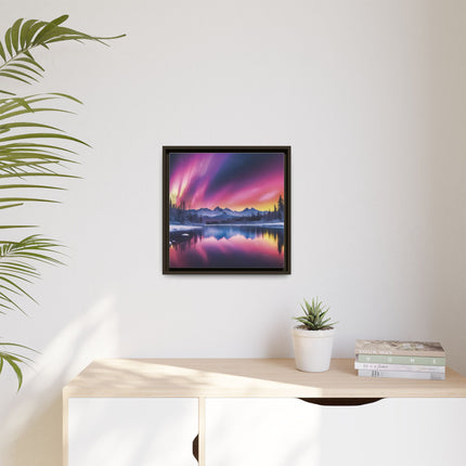 Framed Matte Canvas - Aurora Lake Landscape Wall Art
