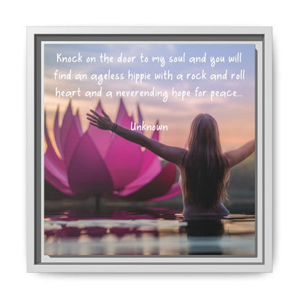 Framed Wall Art - 'Ageless Hippie' Inspirational Yoga Canvas