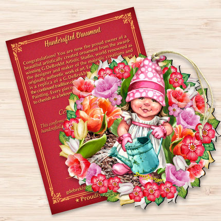 Spring Blossom Gnome Dwarf Wreath Wooden Ornaments by Gelsinger - Easter Spring Decor - 8161055-DG-3