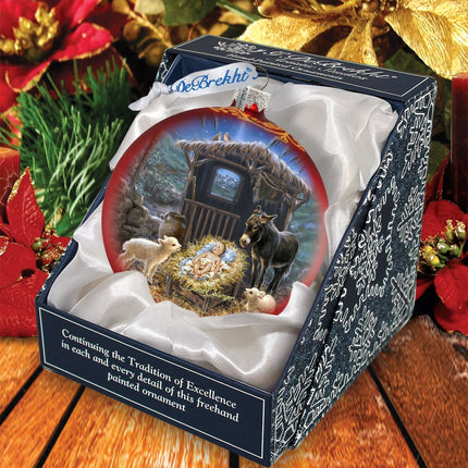 Born in A Stable Glass Ornament by D. Gelsinger - Nativity Holiday Decor - 71157-1726-3