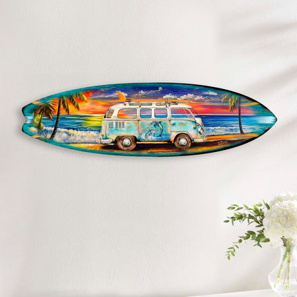 Surf Van at the Beach Surfboard Coastal Wall Art by G. DeBrekht - Coastal Holiday Decor - 8490120HS-4