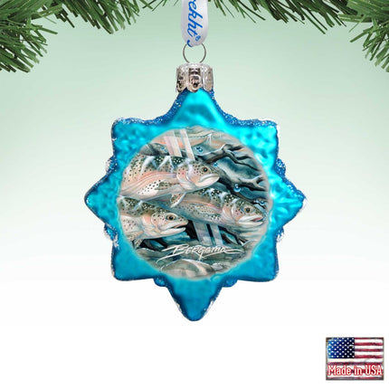 Catch the Rainbow Trout Mercury Glass Ornament by J. Bergsma - Wildlife Holiday Decor - 7783674-JB-1