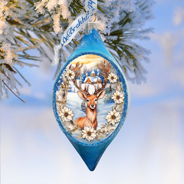 Majestic Forest Deer Drop Glass Ornament by G. Debrekht - Wildlife Holiday Decor - 757-047-0