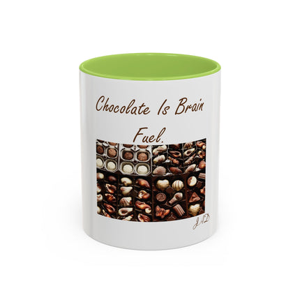 Chocolate Is Brain Fuel Coffee Mug — Chocolate Lovers Accent Mug (11/15oz)