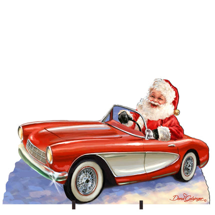 Santa Sports Car Christmas Outdoor Scene by D. Gelsinger - Christmas Santa Snowman Decor - 8461030F-1554-4