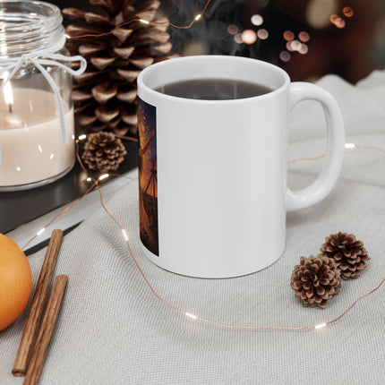 Wiccan Bonfire Ceramic Mug — "As the Beltane fires burn bright" Spiritual Pagan Tea Coffee Cup
