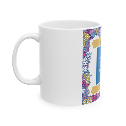 Happy Hanukkah Mug – 11oz Ceramic Cup with Star of David Design