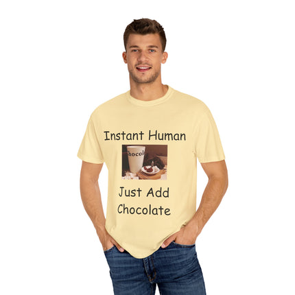 Unisex Chocolate Lover T-shirt - 'Instant Human, Just Add Chocolate'