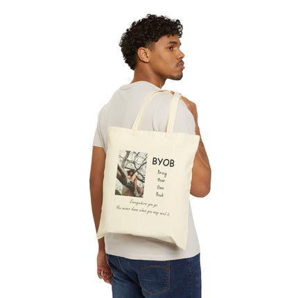 BYOB 'Bring Your Own Book' Cotton Canvas Tote — Literary Booklover Reusable Bag