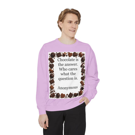 Chocolate Is the Answer Sweatshirt – Funny Quote Chocolate Lovers Pullover
