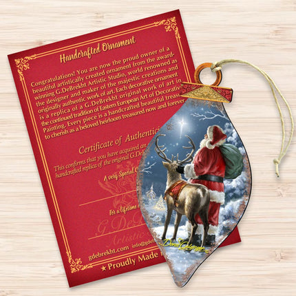 Starry Night Santa Cone Wooden Ornaments by Gelsinger - Christmas Santa Snowman Decor - 8041119-1713-3