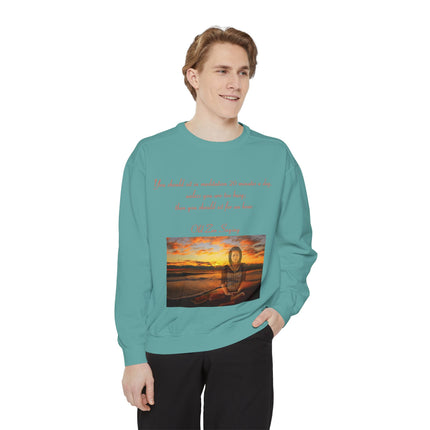 Meditation Quote Sweatshirt – Unisex Garment-Dyed Comfort Wear