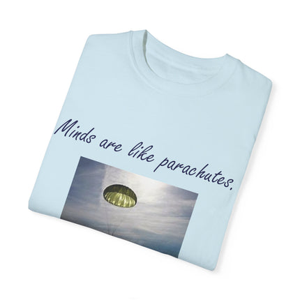 Open Mind Quote Tee – Unisex Garment-Dyed Shirt on Curiosity