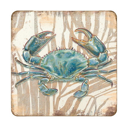 Crab Coastal Wooden Cork Coasters Gift Set of 4 by Nature Wonders - 95224-2C-S4-2