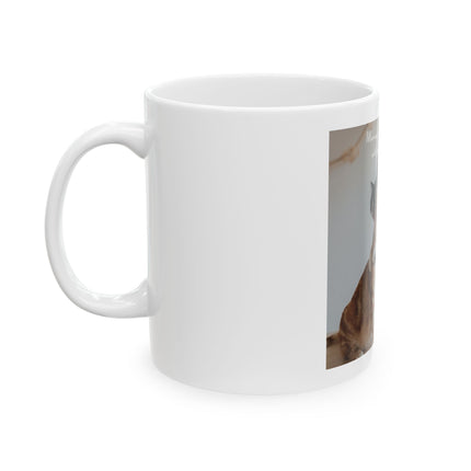 Cat Hug Photo Mug — "Marriage is an endless sleepover with your favorite weirdo" Ceramic Coffee Cup (11oz/15oz)