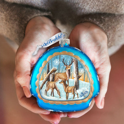 Deer Love Glass Ornament by G. DeBrekht - Wildlife Holiday Decor - 756-011-2