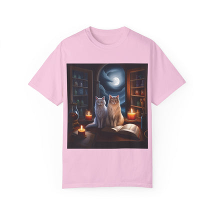Magical Cats T-Shirt – Cozy Night Reading – Unisex Garment-Dyed