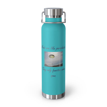 Skydiver "Minds Are Like Parachutes" Copper Water Bottle — 22oz Vacuum Insulated