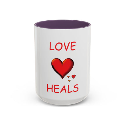 Love Heals Accent Coffee Mug — 11/15oz Heart Healing Gift