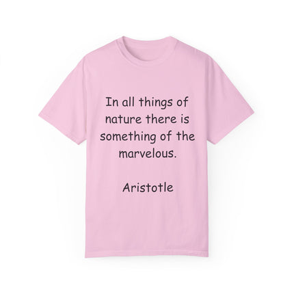 Aristotle Quote Tee – Unisex Garment-Dyed Shirt on Nature & Wonder