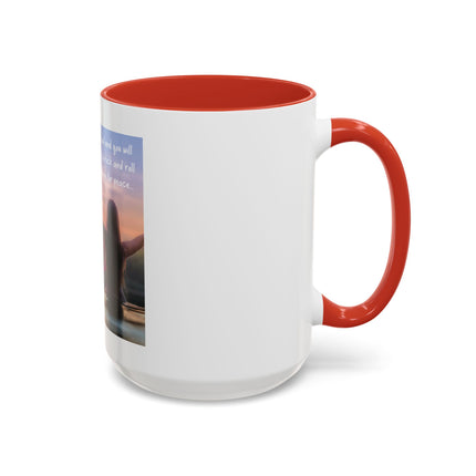 Inspirational Lotus Sunrise Coffee Mug — "knock on the door to my soul"