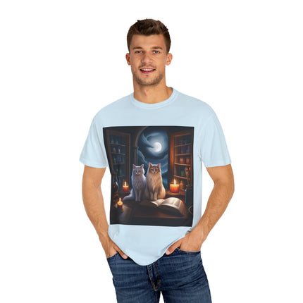 Magical Cats T-Shirt – Cozy Night Reading – Unisex Garment-Dyed