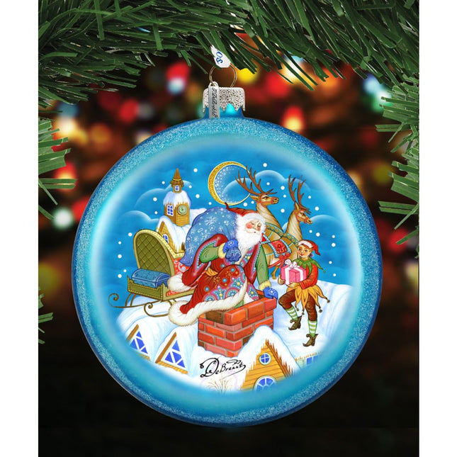 Christmas Arrival Glass Ornament by G. DeBrekht - Christmas Santa Snowman Decor - 744-043-0