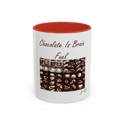 Chocolate Is Brain Fuel Coffee Mug — Chocolate Lovers Accent Mug (11/15oz)