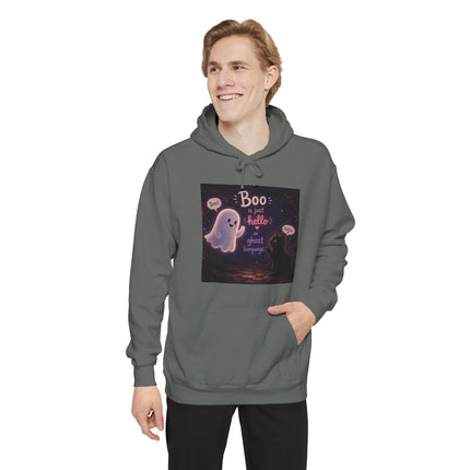 Cute Ghost 'Boo Is Just Hello' Halloween Hoodie
