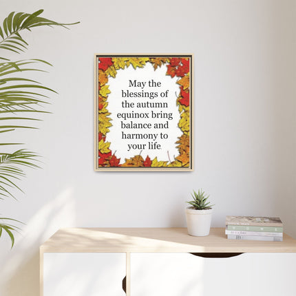 Autumn Equinox Blessing Framed Canvas — Fall Leaves Wall Art
