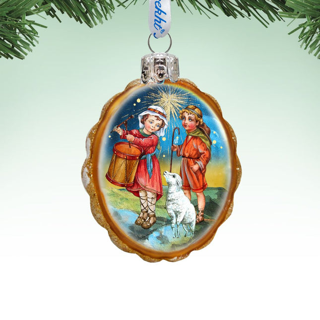Drummer and Shepherd Boy Mercury Glass Ornament by G. DeBrekht - Nativity Holiday Decor - 772074-0