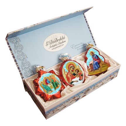 Nativity Mercury Glass Ornaments Set of 3 by G. DeBrekht - Nativity Holiday Decor - 770101S3-4