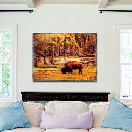 Bison Art Wooden Wall Art by Nature Wonders - Nature Wildlife Decor  - 95293B-0
